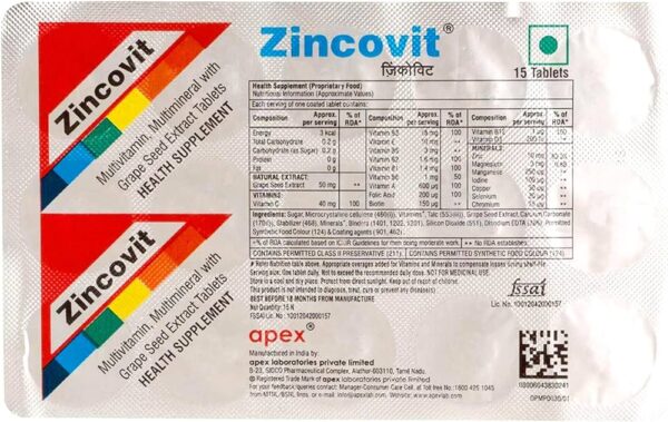 zincovit tablet strip  of 15 tablet